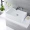 Milano Westby - White Modern Rectangular Countertop Basin with Wall Mounted Mixer Tap - 610mm x 400mm