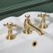 Milano Elizabeth - 3 Tap-Hole Crosshead Basin Mixer Tap - Brushed Brass