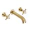 Milano Elizabeth - Traditional Wall Mounted 3 Tap-Hole Crosshead Basin Mixer Tap - Brushed Brass