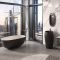 RAK Cloud - Black Modern Double-Ended Freestanding Bath - 1400mm x 753mm
