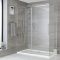 Milano Portland - Chrome Corner Frameless Sliding Door Shower Enclosure with Tray and Side Panel - Choice of Size