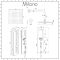 Milano Lisse - Concealed Brushed Shower Tower Panel with 300mm Square Head and Wall Arm