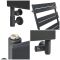 Milano Lustro Dual Fuel - Designer Anthracite Flat Panel Heated Towel Rail - Choice of Size and Cable Cover