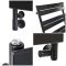 Milano Lustro Dual Fuel - Designer Black Flat Panel Heated Towel Rail - Choice of Size and Cable Cover