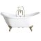 Milano Legend - White Traditional Double-Ended Freestanding Slipper Bath with Brushed Gold Feet - 1750mm x 730mm