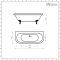 Milano Richmond - White Traditional Back to Wall Freestanding Bath with Brushed Gold Feet - 1685mm x 780mm