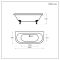 Milano Richmond - White Traditional Back to Wall Freestanding Bath with Choice of Feet - 1685mm x 780mm