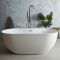 Milano Overton - White Modern Oval Double-Ended Freestanding Bath - Choice of Size and Overflow Finish