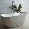Milano Overton - White Modern Oval Double-Ended Freestanding Bath - Choice of Size and Overflow Finish
