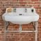 Milano Richmond - White Traditional Square Basin and Chrome Washstand - 560mm x 450mm (2 Tap-Holes)