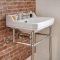 Milano Richmond - White Traditional Square Basin and Chrome Washstand - 560mm x 450mm (3 Tap-Holes)