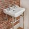 Milano Richmond - White Traditional Square Basin and Chrome Washstand - 500mm x 350mm (2 Tap-Holes)