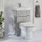 Milano Lurus - Concrete Grey Modern Farington Toilet and Basin and Combination Unit - 500mm x 890mm - Chrome Flush