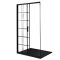 Milano Barq - Black Grid Sliding Shower Door with Slate Tray - Choice of Sizes