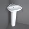 RAK Origin - Gloss White Modern Corner Basin with Full Pedestal - 450mm (1 Tap-Hole)