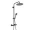 Milano Nero - Modern Thermostatic Bar Shower Valve with Round Shower Head and Hand shower - Black