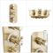 Milano Elizabeth - Traditional Concealed Thermostatic Triple Diverter Shower Valve - Brushed Brass