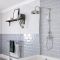 Milano Elizabeth - Chrome and White Traditional Dual Exposed Thermostatic Shower with Grand Rigid Riser Rail (2 Outlet)