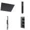 Milano Preto - Black Thermostatic Shower with Recessed Shower Head and Riser Rail with Hand Shower (2 Outlet)