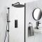 Milano Nero - Black Thermostatic Shower with Shower Head and Riser Rail with Hand Shower (2 Outlet)