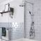 Milano Elizabeth - Chrome and Black Traditional Triple Exposed Thermostatic Shower with Grand Rigid Riser Rail and Wall Spout (3 Outlet)
