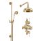 Milano Elizabeth - Brushed Brass Traditional Triple Exposed Thermostatic Shower with Shower Head and Riser Rail (2 Outlet)