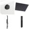 Milano Preto - Black Thermostatic Shower with Diverter, Recessed Shower Head, Riser Rail with Hand Shower and Overflow Bath Filler (3 Outlet)