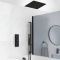 Milano Preto - Black Thermostatic Shower with Diverter, Recessed Shower Head, Riser Rail with Hand Shower and Overflow Bath Filler (3 Outlet)