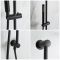 Milano Nero - Black Thermostatic Shower with Shower Head, Overflow Bath Filler and Riser Rail with Hand Shower (3 Outlet)