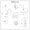 Milano Elizabeth - Chrome and Black Traditional Thermostatic Shower with Diverter, Shower Head, Body Jets and Riser Rail (3 Outlet)