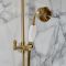 Milano Elizabeth - Brushed Brass Traditional Twin Exposed Thermostatic Shower with Grand Rigid Riser Rail (2 Outlet)