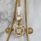 Milano Elizabeth - Brushed Brass Traditional Twin Exposed Thermostatic Shower with Grand Rigid Riser Rail (2 Outlet)