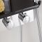 Milano Astley - Modern Corner Thermostatic Shower Tower Panel with Large Shower Head, Hand Shower, Body Jets and Shelf - Chrome and Black