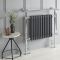 Milano Elizabeth - Anthracite Traditional Dual Fuel Heated Towel Rail - 930mm x 790mm (withOverhanging Rail) - Choice of Wi-Fi Thermostat and Cable Cover