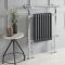 Milano Elizabeth - Anthracite Traditional Dual Fuel Heated Towel Rail - 930mm x 620mm (withOverhanging Rail) - Choice of Wi-Fi Thermostat and Cable Cover