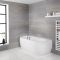 Milano Mellor - White Modern Curved D -Shape Bath and Panel - 1700mm x 800mm