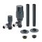 Milano - Modern Thermostatic Angled Radiator Valve and Pipe Sleeve Set - Choice of Finish