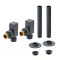 Milano - Modern Square Angled Radiator Valve and Pipe Sleeve Set - Choice of Finish