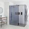 Milano Nero-Luna - Smoked Glass Corner Walk-In Shower Enclosure with Slate Tray - Choice of Sizes and Hinged Return Panel Option