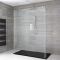 Milano Portland - Chrome Open Walk-Through Chrome Shower Enclosure with Slate Tray - Choice of Size and Hinged Return Panel Option