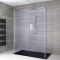 Milano Portland-Luna - Smoked Glass Open Walk-Through Chrome Shower Enclosure with Slate Tray - Choice of Size and Hinged Return Panel Option