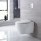 Milano Altham - White Modern Rimless Wall Hung Toilet with Tall Wall Frame - Choice of Flush Plate