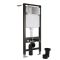 Milano Ballam - White Modern Rimless Wall Hung Toilet with Tall Wall Frame - Choice of Flush Plate