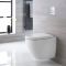 Milano Irwell - White Modern Rimless Wall Hung Toilet with Tall Wall Frame - Choice of Flush Plate