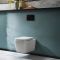 Milano Longton - White Modern Wall Hung Toilet with Tall Wall Frame - Choice of Flush Plate