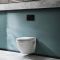 Milano Newby - White Modern Wall Hung Toilet with Tall Wall Frame - Choice of Flush Plate