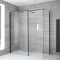 Milano Nero - Corner Wet Room Shower Enclosure with Hinged Return Panel - Choice of Glass Size & Drain