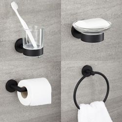 Milano Nero - Black Modern 4 Piece Bathroom Accessory Set