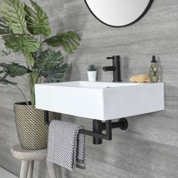 Basin and Towel Rail set - choice of basin size and towel rail finish