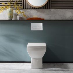 Milano Dalton - White Modern Back To Wall Toilet with Soft Close Seat
